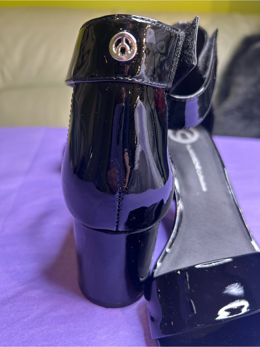 The Wishbone Collection Black Patent Ankle-Strap Heels with Block Heel - Picture 4 of 7